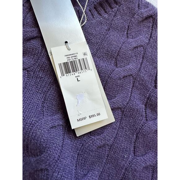 Ralph Lauren Purple Label Men's Cashmere Purple Knit Sweater Large IT NWT $995 - Picture 5 of 6